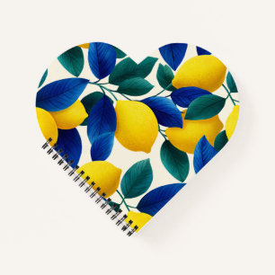 Lemon & Blue Blätter Vibranntes Farbmuster Notizblock
