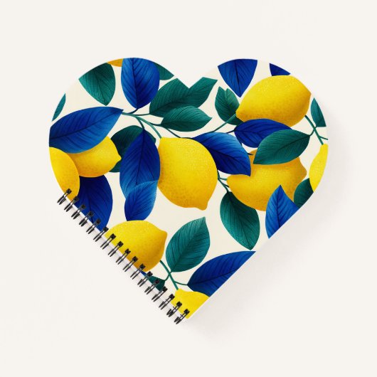 Lemon & Blue Blätter Vibranntes Farbmuster Notizblock (Vorderseite)