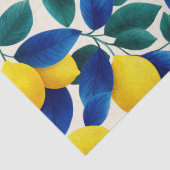 Lemon & Blue Blätter Vibranntes Farbmuster Seidenpapier (Detail)