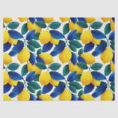Lemon & Blue Blätter Vibranntes Farbmuster Seidenpapier (Vorderseite)