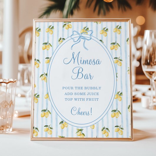 Lemon Blue Bow Italian Mimosa Bar Poster