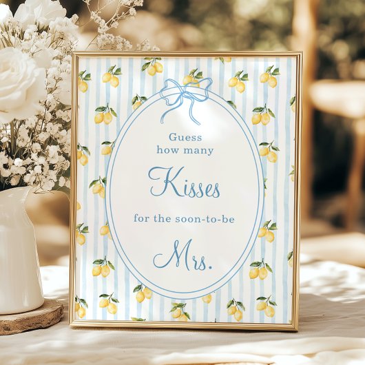 Lemon Blue Bow Italienisch Guess wie viele Kisse Poster