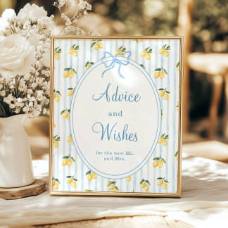 Lemon Blue Bow Italienische Beratung und Wünsche Poster