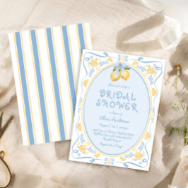 Lemon Blue Bow Whimsical Bridal Dusche Einladung