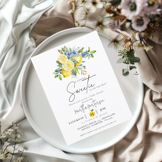 Lemon Blue Citrus Fruit Summer Baby Dusche Einladung