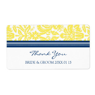 Lemon Blue Damask Wedding Labels