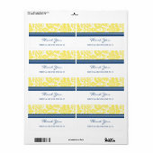 Lemon Blue Damask Wedding Labels (Vorne)
