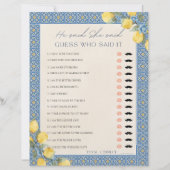 Lemon Blue Er sagte, sie sagte, Brautparty Game (Vorderseite)