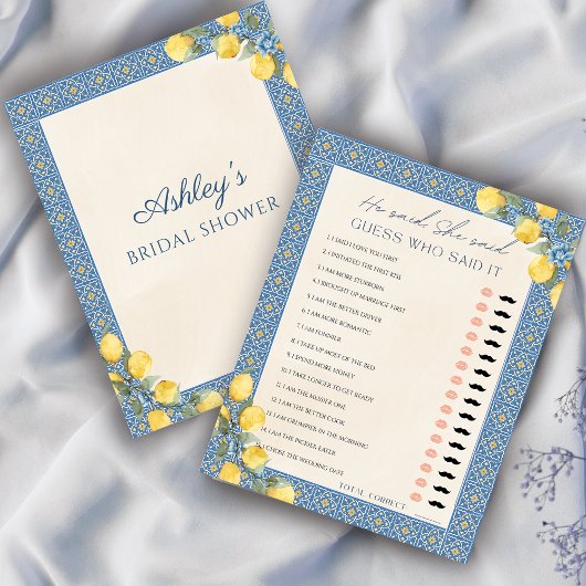 Lemon Blue Er sagte, sie sagte, Brautparty Game