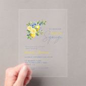 Lemon Blue Floral Citrus Brautparty Acryleinladungen (Insitu (Handheld))