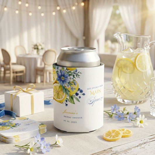 Lemon Blue Floral Citrus Brautparty Dosenkühler
