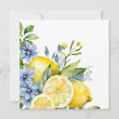 Lemon Blue Floral Citrus Brautparty Einladung (Rückseite)