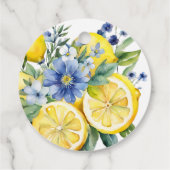 Lemon Blue Floral Citrus Brautparty Geschenkanhänger (Rückseite)