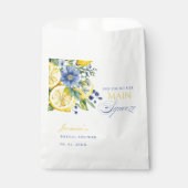 Lemon Blue Floral Citrus Brautparty Geschenktütchen (Vorderseite)