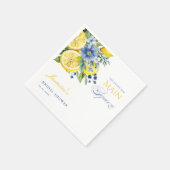 Lemon Blue Floral Citrus Brautparty Serviette (Ecke)