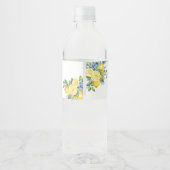 Lemon Blue Floral Citrus Brautparty Wasserflaschenetikett (Rückseite)