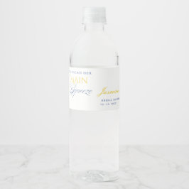 Lemon Blue Floral Citrus Brautparty Wasserflaschenetikett