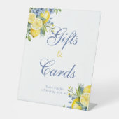 Lemon Blue Floral Citrus Bridal Geschenk und Karte Sockelschild (Vorderseite)