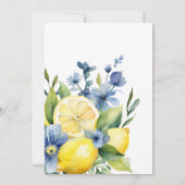 Lemon Blue Floral Citrus Engagement Party Einladung (Rückseite)