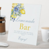 Lemon Blue Floral Citrus Lemonad Bar Sign Sockelschild (In Situ)