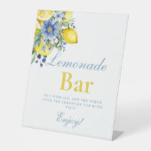 Lemon Blue Floral Citrus Lemonad Bar Sign Sockelschild (Vorderseite)
