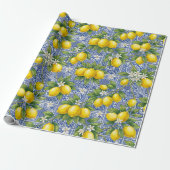 Lemon Blue French Country Watercolor Tile Geschenkpapier (Ungerollt)