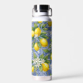 Lemon Blue French Country Watercolor Tile Trinkflasche (Rückseite)