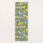 Lemon Blue French Country Watercolor Tile Yogamatte (Rückseite)