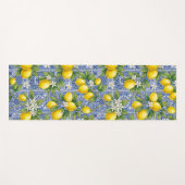 Lemon Blue French Country Watercolor Tile Yogamatte (Vorderseite (Horizontal))