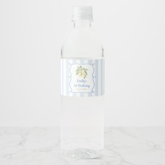 Lemon Blue Geburtstag Wasserflaschenetikett (Vorderseite)