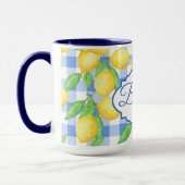 Lemon Blue Gingham Cotattcore Personalisierte Mug Tasse (Links)