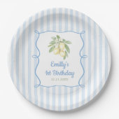 Lemon Blue Girl Birthday Pappteller (Vorderseite)