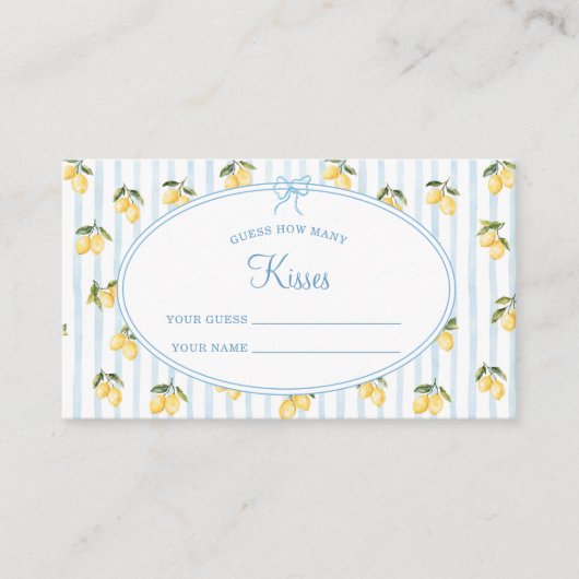 Lemon Blue Italian Guess wie viele Kisses Begleitkarte (Vorderseite)