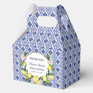 Lemon Blue Italian Tiles Brautparty Vielen Dank Geschenkschachtel