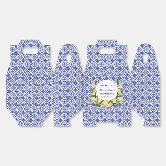 Lemon Blue Italian Tiles Brautparty Vielen Dank Geschenkschachtel (Ungeklappt)