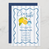 Lemon Blue Italy Ciao Baby Showeinladung Einladung (Vorne/Hinten)