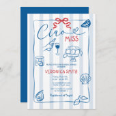 Lemon Blue Italy Ciao Miss Brautparty Einladung (Vorne/Hinten)