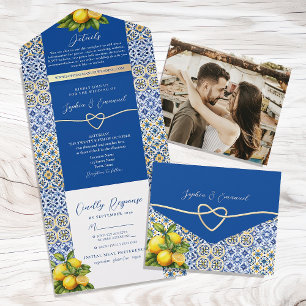 Lemon Blue Italy Tile Wedding All In One Einladung