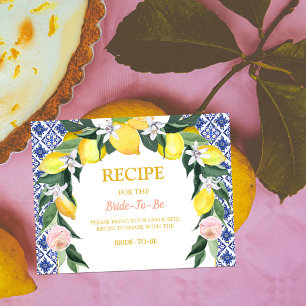 Lemon Blue Italy Tiles Bride-To-be-Rezept Begleitkarte
