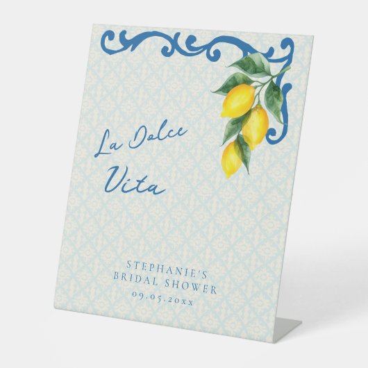 Lemon Blue La Dolce Vita Inspiriert Bridal Sockelschild (Vorderseite)