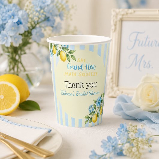 Lemon Blue Main Squeeze Brautparty Pappbecher