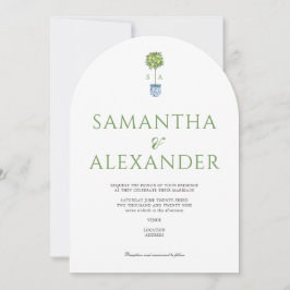 Lemon Blue Mediteranean Garden Green Wedding Einladung