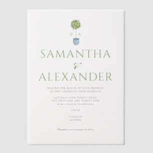 Lemon Blue Mediteranean Garden Green Wedding Pergament Einladungen