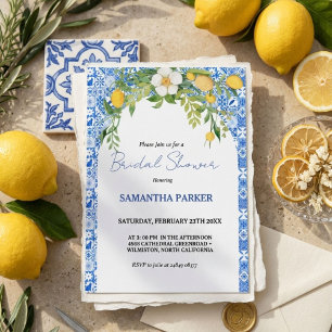 Lemon Blue Mediterrane Brautparty Einladung