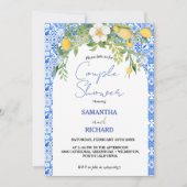 Lemon Blue Mediterrane Dusche Italienisch Couple Einladung (Vorderseite)