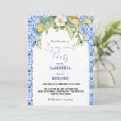 Lemon Blue Mediterrane italienische Engagement-Par Einladung (Stehend Vorderseite)