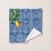 Lemon Blue Mediterranean Theme Badhandtuch Set (Waschlappen)