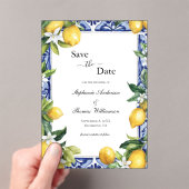 Lemon Blue Mediterranean Wedding The Save Date Acryleinladungen (Insitu (Handheld))