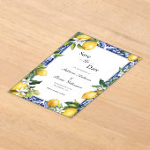 Lemon Blue Mediterranean Wedding The Save Date Acryleinladungen (Ablage )