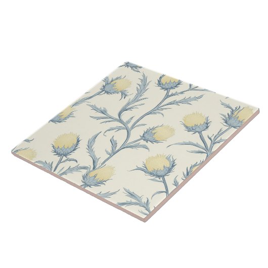 Lemon Blue Thistle Blume Muster Fliese (Seite)